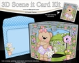 3D Triangle Shadow Box Scene it Card Kit - Livvy Bear is Gardening