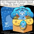 3D Diagonal Rubber Band Pop Up Box Card Kit - Cute Little Dinosaur