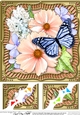 8 x 8 Flowers & Butterfly in a Gold Frame Scalloped Corner Topper