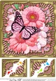 8 x 8 Flowers & Butterfly in a Gold Frame Scalloped Corner Topper