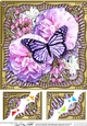 8 x 8 Flowers & Butterfly in a Gold Frame Scalloped Corner Topper