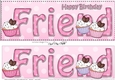 Large DL Happy Birthday FRIEND 3D decoupage with Cupcakes