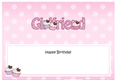 Large DL Happy Birthday GIRLFRIEND insert with Cupcakes