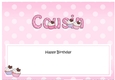 Large DL Happy Birthday COUSIN insert with Cupcakes