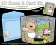 3D Triangle Shadow Box Scene it Card Kit - Livvy Bear has Cupcakes