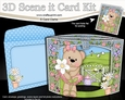 3D Triangle Shadow Box Scene it Card Kit - Livvy Bear has a Daisy