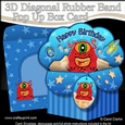 3D Diagonal Rubber Band Pop Up Box Card Kit -  Cute Little Alien