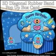 3D Diagonal Rubber Band Pop Up Box Card Kit -  Cute Little Alien