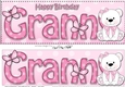 Large DL Happy Birthday GRANNY 3D decoupage with Livvy Bear