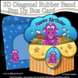 3D Diagonal Rubber Band Pop Up Box Card Kit - Cute Little Dinosaur