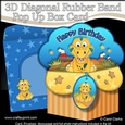 3D Diagonal Rubber Band Pop Up Box Card Kit - Cute Little Dinosaur