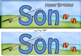 Large DL Happy Birthday SON 3D decoupage with Fishing