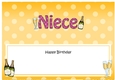 Large DL Happy Birthday NIECE insert with Champagne