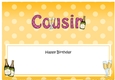 Large DL Happy Birthday COUSIN insert with Champagne