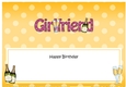 Large DL Happy Birthday GIRLFRIEND insert with Champagne