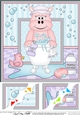 8 x 8 Scalloped Corner Topper - Bathtub Buddies Cute Little Hippo