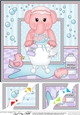 8 x 8 Scalloped Corner Topper - Bathtub Buddies Cute Little Elephant