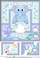 8 x 8 Scalloped Corner Topper - Bathtub Buddies Cute Little Elephant