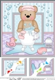 8 x 8 Scalloped Corner Topper - Bathtub Buddies Cute Little Teddy Bear