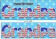 Large DL Happy Birthday GRANDPA 3D decoupage USA Stars & Stripes