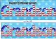 Large DL Happy Birthday GREAT GRANDSON 3D decoupage USA Stars & Stripes