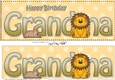 Large DL Happy Birthday GRANDMA 3D decoupage with Cute Lion