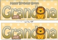 Large DL Happy Birthday GREAT GRANDMA 3D decoupage with Cute Lion