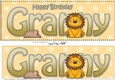 Large DL Happy Birthday GRANNY 3D decoupage with Cute Lion