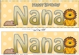 Large DL Happy Birthday NANA 3D decoupage with Cute Lion