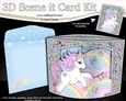 3D Triangle Shadow Box Scene it Card Kit - Cute Little Unicorn Sparkle