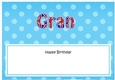 Large DL Happy Birthday GRAN insert UK Union Jack