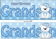 Large DL Happy Birthday GRANDSON 3D decoupage with Austin Bear