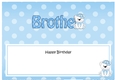Large DL Happy Birthday BROTHER insert with Austin Bear