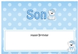 Large DL Happy Birthday SON insert with Austin Bear