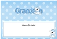 Large DL Happy Birthday GRANDSON insert with Austin Bear