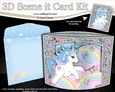 3D Triangle Shadow Box Scene it Card Kit - Cute Little Unicorn Magic