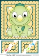 8 x 8 Cute Little Dinosaur Scalloped Corner Topper