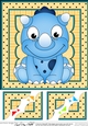 8 x 8 Cute Little Dinosaur Scalloped Corner Topper
