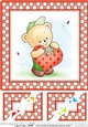 Hunney Bear Robert has a Heart - 8 x 8 Scalloped corner Topper