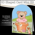 3D Shaped Card Kit - Flowerpot Friends - Cute Little Teddy Bear
