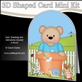 3D Shaped Card Kit - Flowerpot Friends - Cute Little Teddy Bear