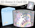 3D Triangle Shadow Box Scene it Card Kit - Cute Little Unicorn Sparkle