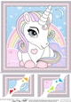 8 x 8 Cute Little Unicorn Scalloped Corner Topper