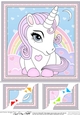 8 x 8 Cute Little Unicorn Scalloped Corner Topper