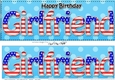 Large DL Happy Birthday GIRLFRIEND 3D decoupage USA Stars & Stripes