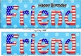 Large DL Happy Birthday FRIEND 3D decoupage USA Stars & Stripes