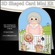 3D Shaped Card  Kit - In the Garden - Old Lady is relaxing in the the Garden