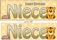 Large DL Happy Birthday NIECE 3D decoupage with Cute Little Tiger