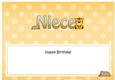Large DL Happy Birthday NIECE insert with Cute Little Tiger