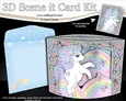 3D Triangle Shadow Box Scene it Card Kit - Cute Little Unicorn Magic